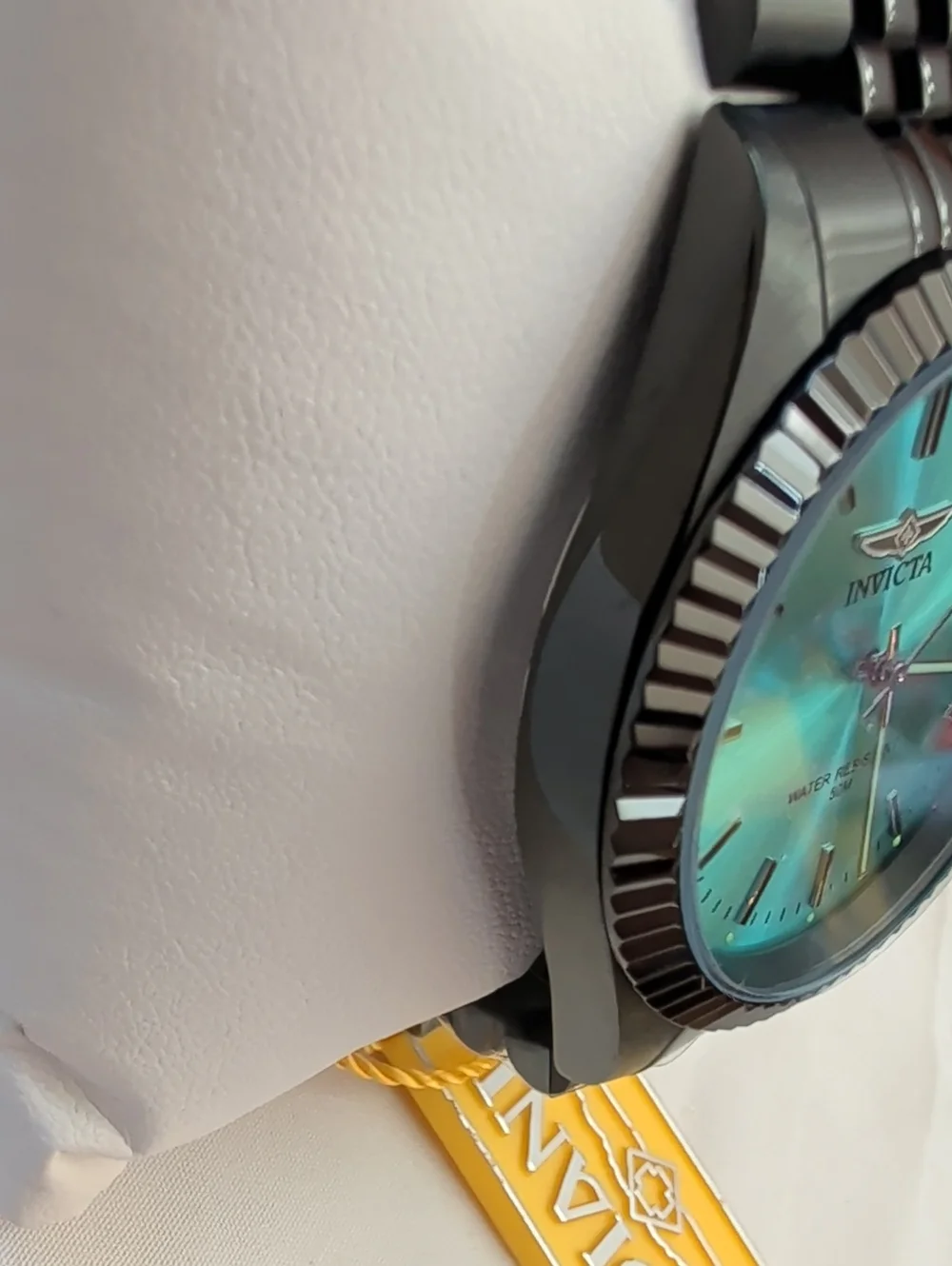 NWT Men's Invicta Specialty Serrate Black Stainless Steel Watch - Teal Dial 40mm